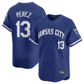 TRASK KC.Royals #13 Salvador Perez Player Royal Limited Home Stitched Jerseys