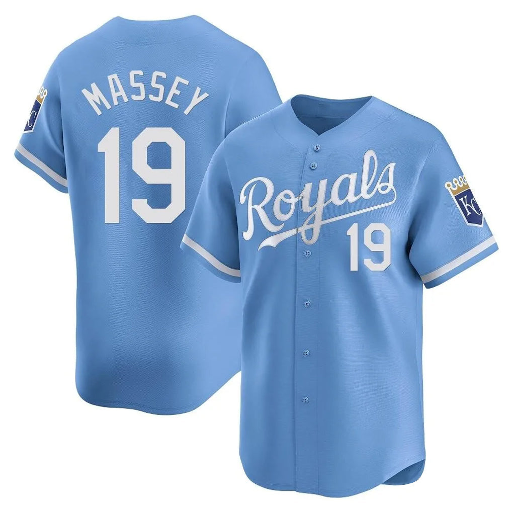 TRASK KC.Royals #19 Michael Massey Player Light Blue Alt Limited Home Stitched Jerseys