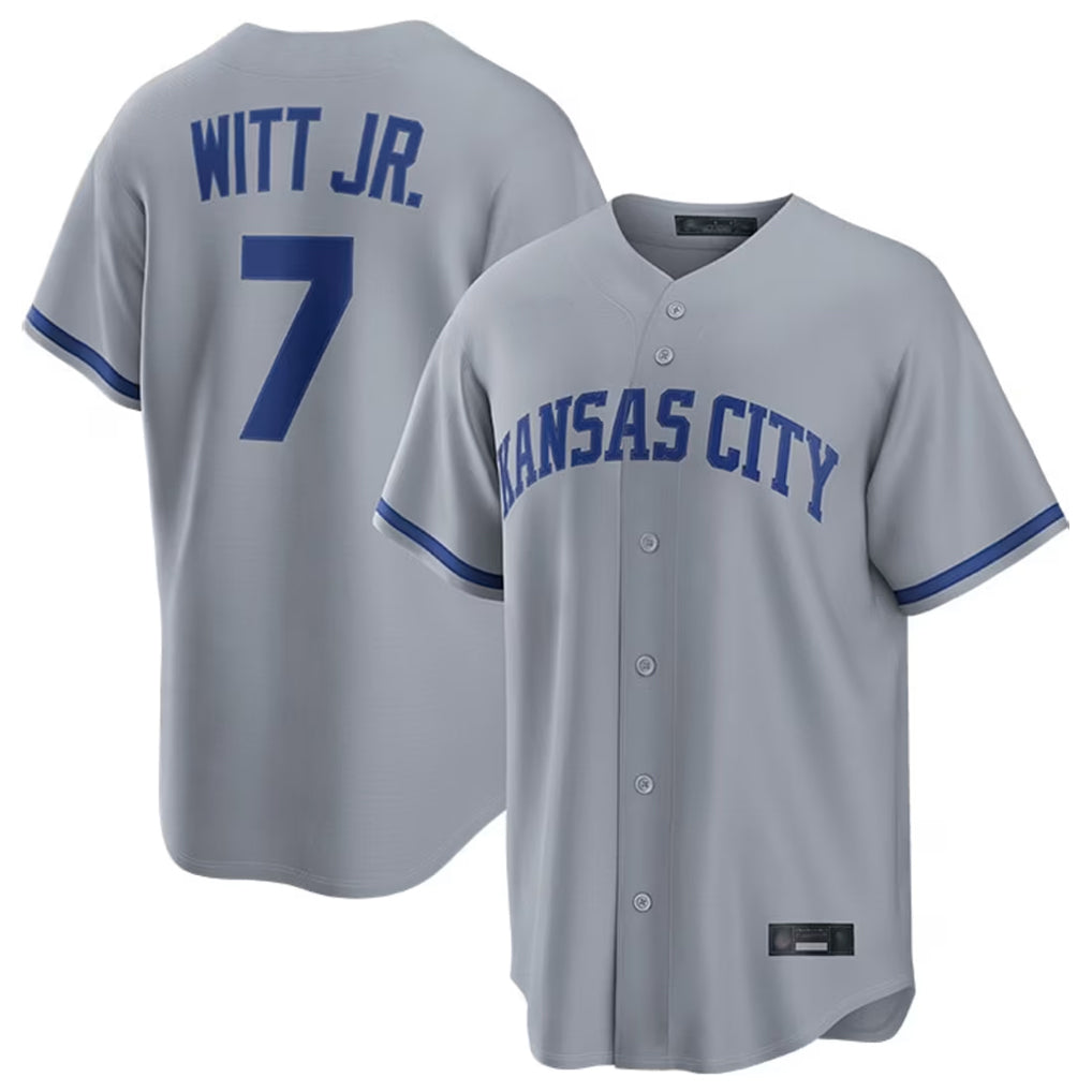 TRASK KC.Royals #7 Bobby Witt Jr. Player Grey Road Game Home Stitched Jerseys