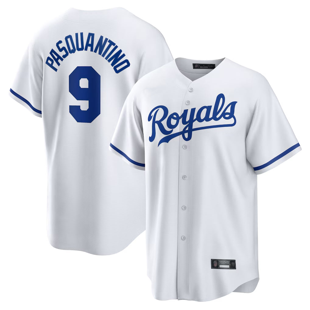 TRASK KC.Royals #9 Vinnie Pasquantino Player White Home Game Stitched Jerseys