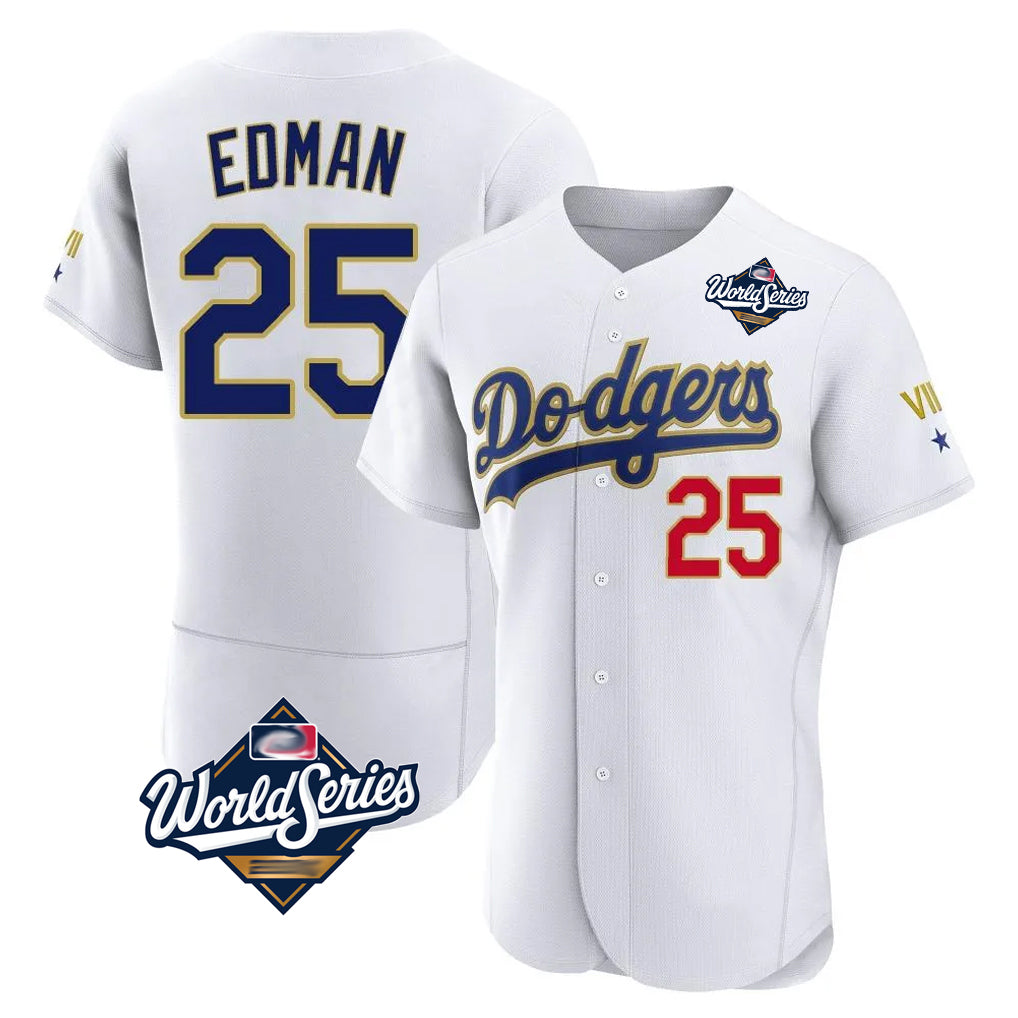 TRASK LA.Dodgers #25 Tommy Edman Player Gold White World Series 2026 Collection Stadium Limited Elite Stitched Jerseys