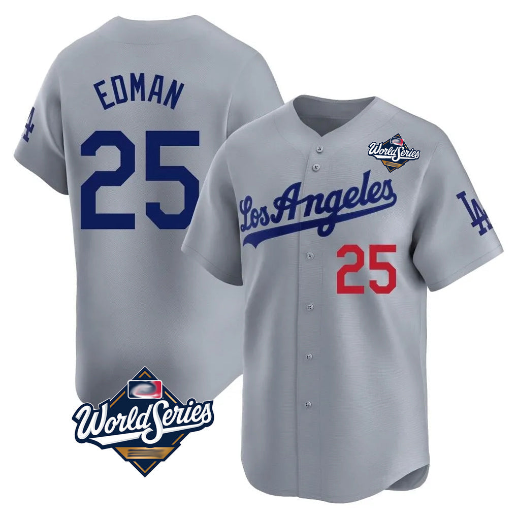 TRASK LA.Dodgers #25 Tommy Edman Player Gray World Series Limited Home Stitched Jerseys