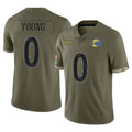 TRASK LA.Rams #0 Byron Young Player Olive Salute To Service Limited Stitched Jerseys
