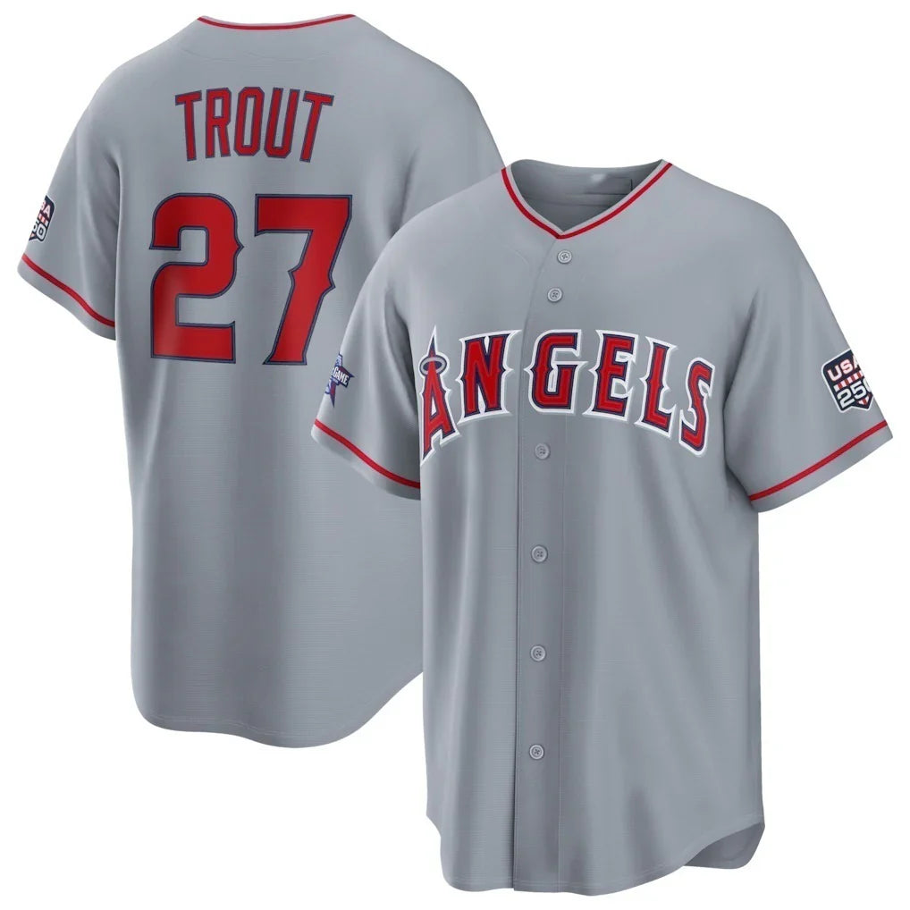 LA.Angels #27 Mike Trout 2026 All-Star Game Gray TRASK Replica Baseball Stitched Jerseys