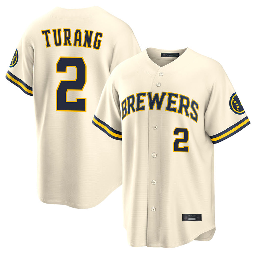TRASK M.Brewers #2 Brice Turang Player Cream Home Limited Stitched Jerseys