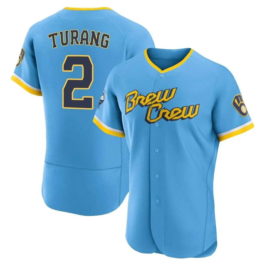 TRASK M.Brewers #2 Brice Turang Player Light Blue City Connect Home Limited Elite Stitched Jerseys