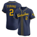 TRASK M.Brewers #2 Brice Turang Player Navy Home Limited Elite Stitched Jerseys