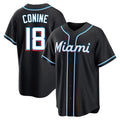 TRASK M.Marlins #18 Griffin Conine Player Black Fashion Out Home Game Stitched Jerseys