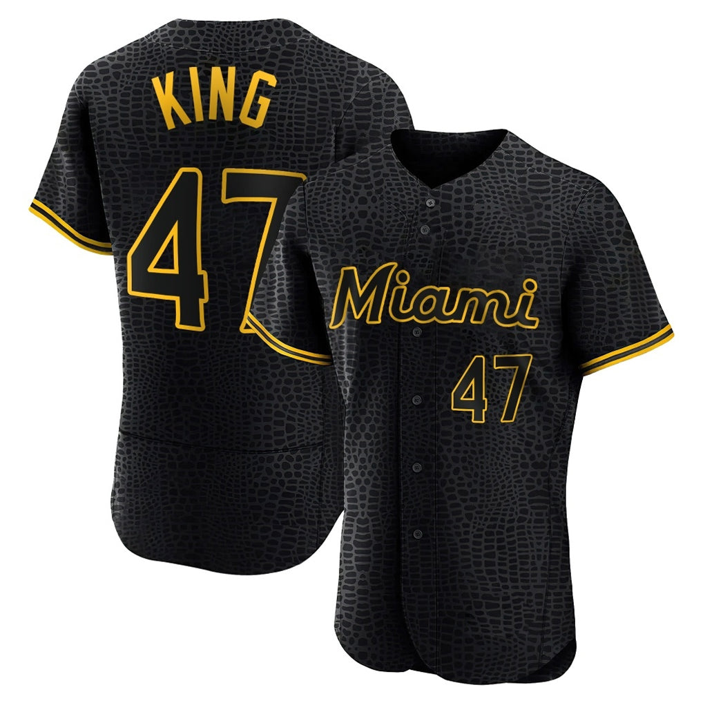 TRASK M.Marlins #47 John King Player Black Snake Skin City Home Limited Elite Stitched Jerseys