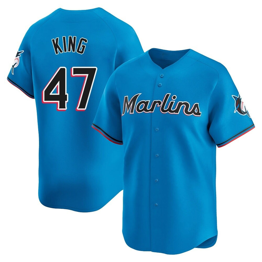 TRASK M.Marlins #47 John King Player Blue Home Limited Stitched Jerseys