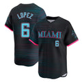 TRASK M.Marlins #6 Otto Lopez Player Black City Connect Home Limited Stitched Jerseys