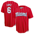 TRASK M.Marlins #6 Otto Lopez Player Red City Connect Home Game Stitched Jerseys