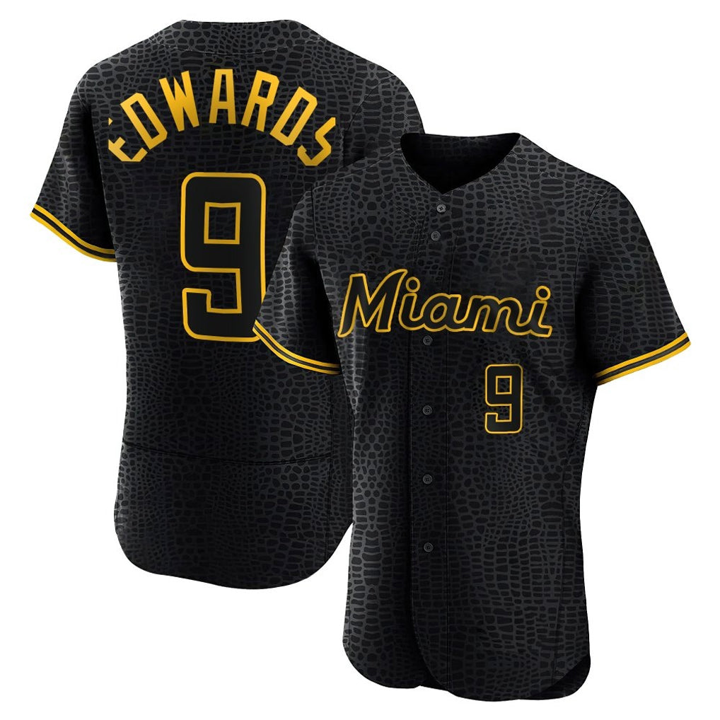 TRASK M.Marlins #9 Xavier Edwards Player Black Snake Skin City Home Limited Elite Stitched Jerseys