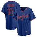 TRASK NY.Mets #12 Francisco Lindor Player Royal T-shirt Home Game Stitched Jerseys