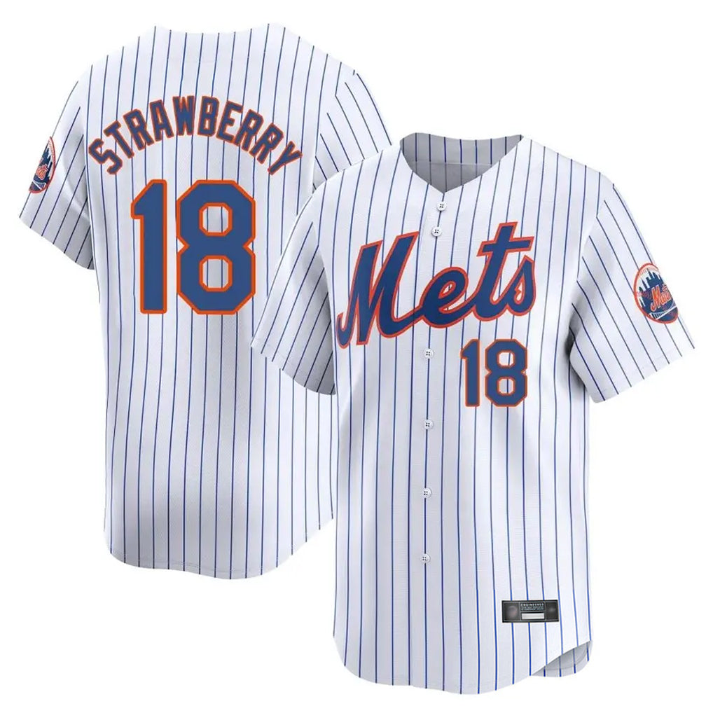 TRASK NY.Mets #18 Darryl Strawberry Player White Home Limited Stitched Jerseys