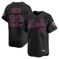 TRASK NY.Mets #22 Juan Soto Player Black Alternate Home Limited Stitched Jerseys