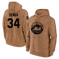 TRASK NY.Mets #34 Kodai Senga Player Brown Club Pullover Hoodie Game Stitched Jerseys