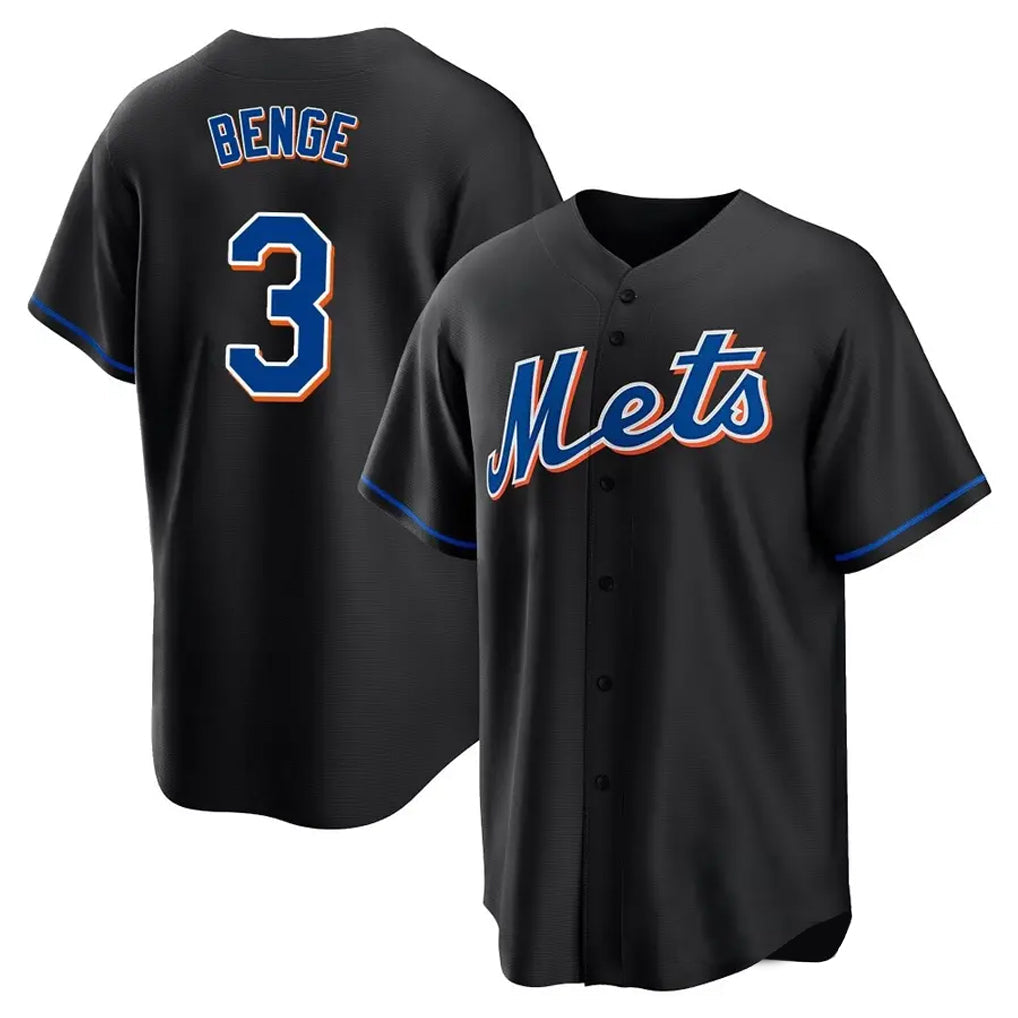 TRASK NY.Mets #3 Carson Benge Player Black Replica Home Game Stitched Jerseys