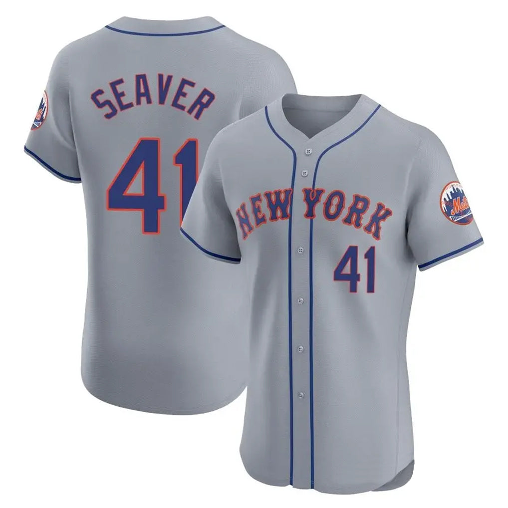 TRASK NY.Mets #41 Tom Seaver Player Gray Road Limited Elite Home Stitched Jerseys