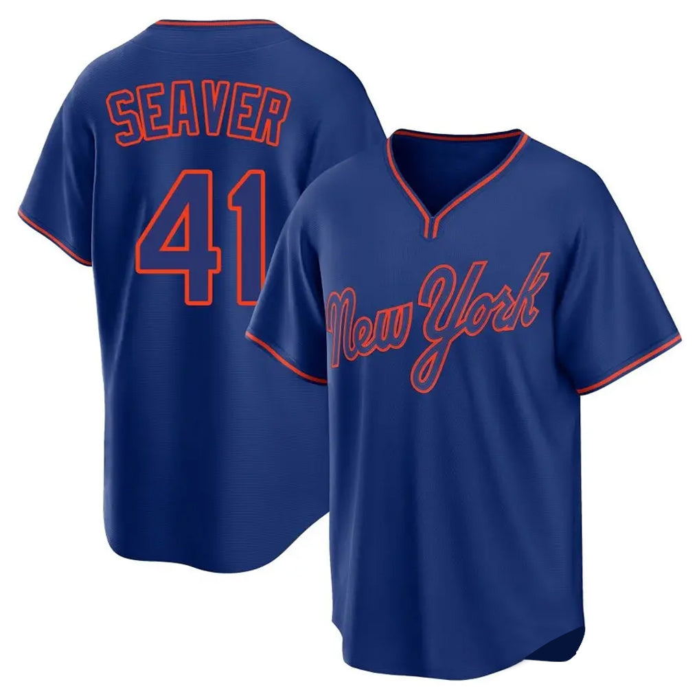 TRASK NY.Mets #41 Tom Seaver Player Royal T-shirt Home Game Stitched Jerseys