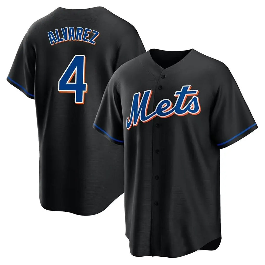 TRASK NY.Mets #4 Francisco Alvarez Player Black Replica Home Game Stitched Jerseys