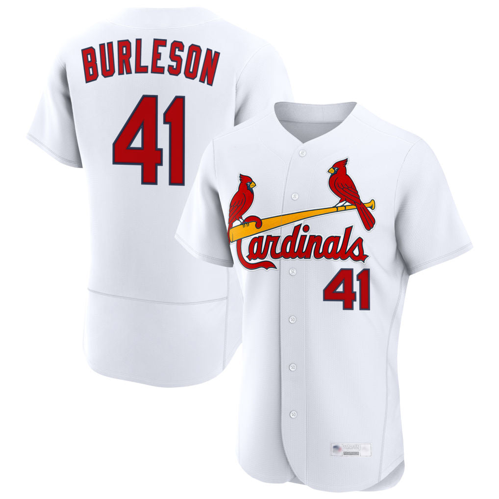 TRASK St. Louis Cardinals #41 Alec Burlesona Player White Home Limited Elite Stitched Jerseys
