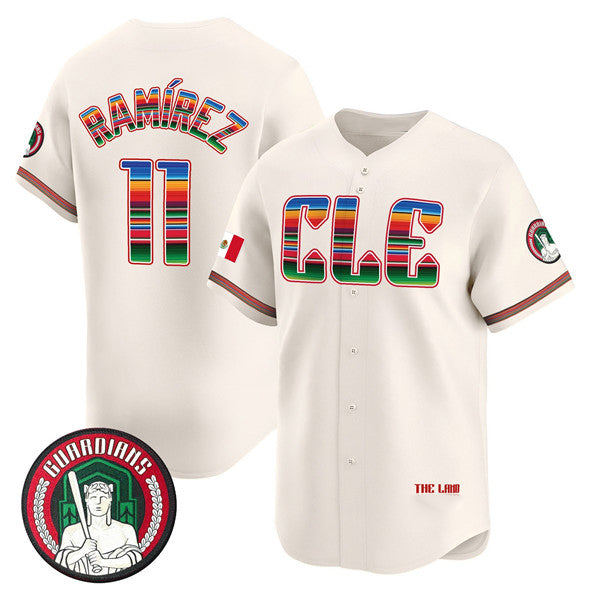 TRASK  Cleveland Guardians #11 Jos¨¦ Ram¨ªrez Cream  Mexico Vapor Premier Limited Stitched Jersey